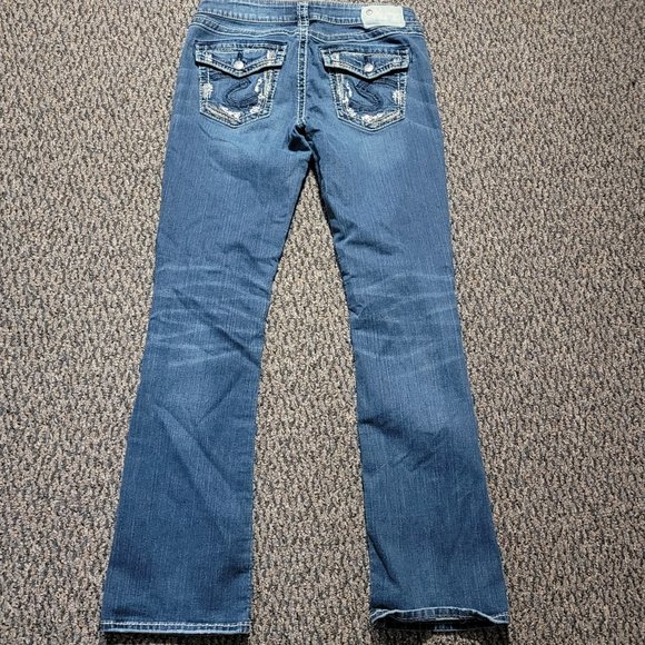 Silver AIKO Mid Slim Boot Cut Fluid Denim Jeans Size 29 - Picture 12 of 15